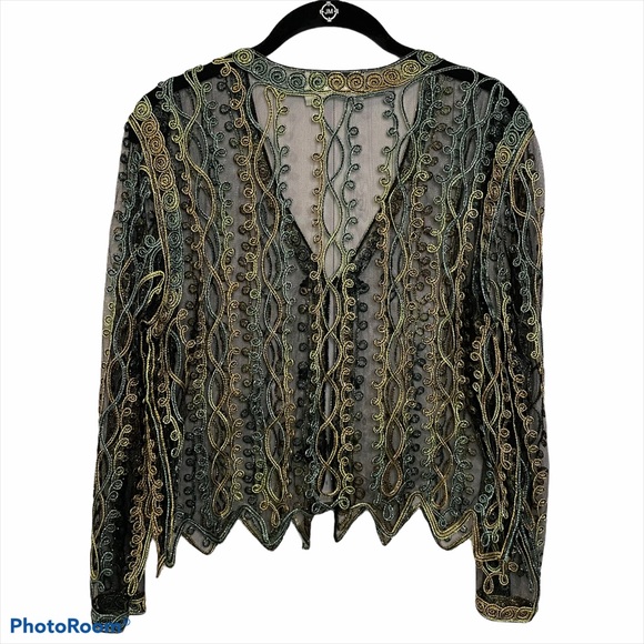 Vintage Valenti Sheer Ornate Filagree Jacket / Cover Up Size M - Picture 1 of 7